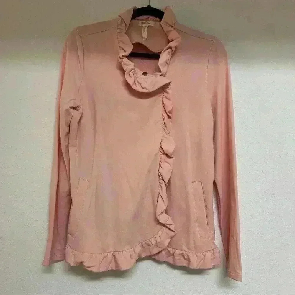 Matilda Jane Mallowcream Happy & Free Pink Ruffle Jacket Sz Sm Snap Cardiganan